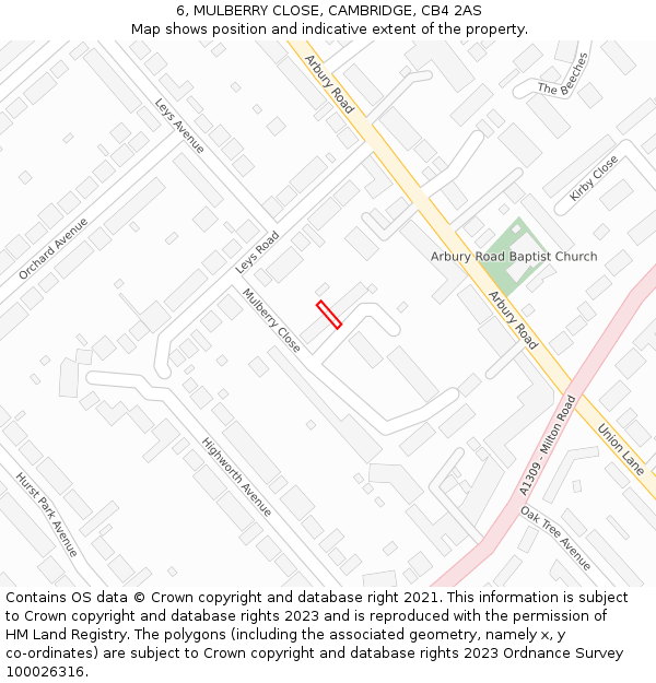 6, MULBERRY CLOSE, CAMBRIDGE, CB4 2AS: Location map and indicative extent of plot