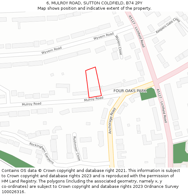 6, MULROY ROAD, SUTTON COLDFIELD, B74 2PY: Location map and indicative extent of plot