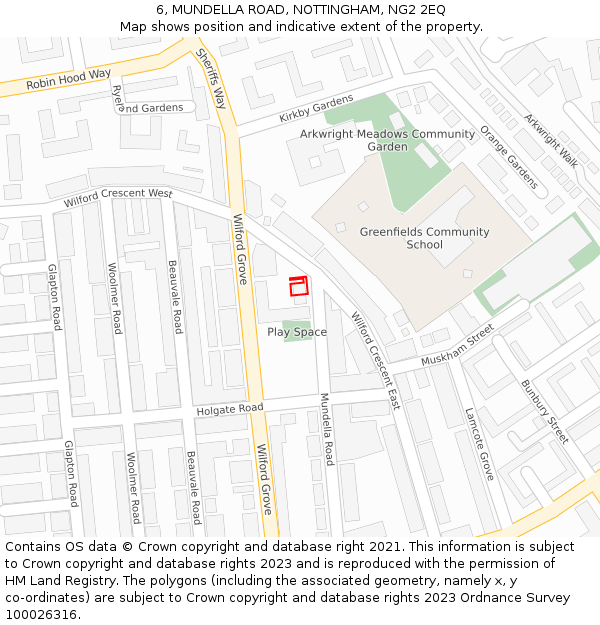 6, MUNDELLA ROAD, NOTTINGHAM, NG2 2EQ: Location map and indicative extent of plot