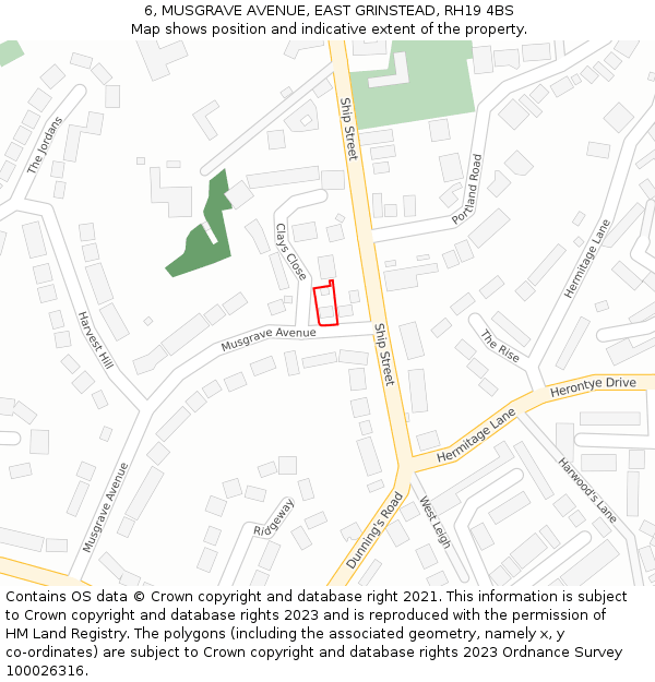 6, MUSGRAVE AVENUE, EAST GRINSTEAD, RH19 4BS: Location map and indicative extent of plot