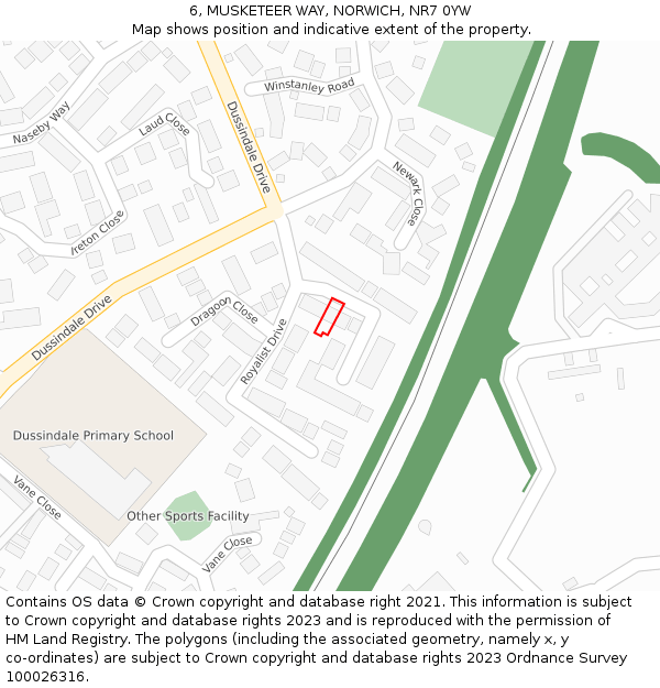 6, MUSKETEER WAY, NORWICH, NR7 0YW: Location map and indicative extent of plot