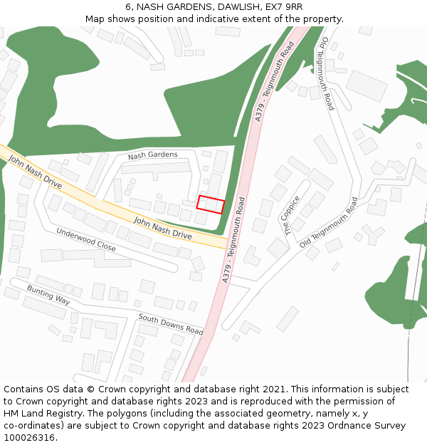 6, NASH GARDENS, DAWLISH, EX7 9RR: Location map and indicative extent of plot