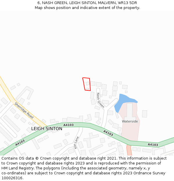 6, NASH GREEN, LEIGH SINTON, MALVERN, WR13 5DR: Location map and indicative extent of plot