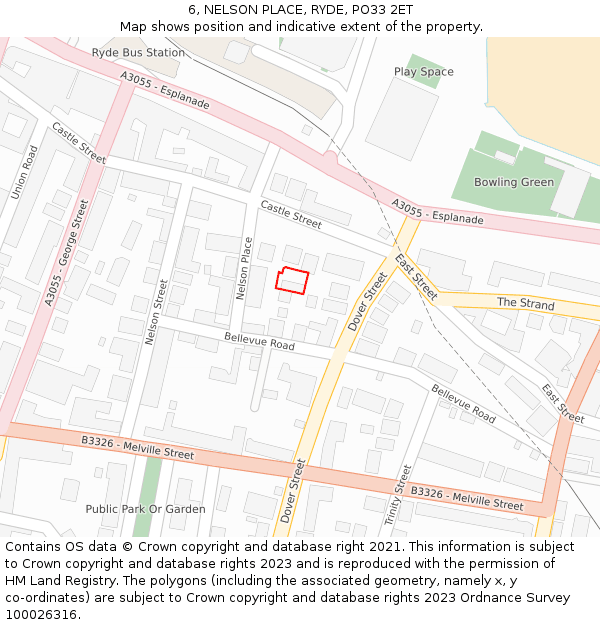 6, NELSON PLACE, RYDE, PO33 2ET: Location map and indicative extent of plot