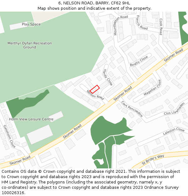 6, NELSON ROAD, BARRY, CF62 9HL: Location map and indicative extent of plot