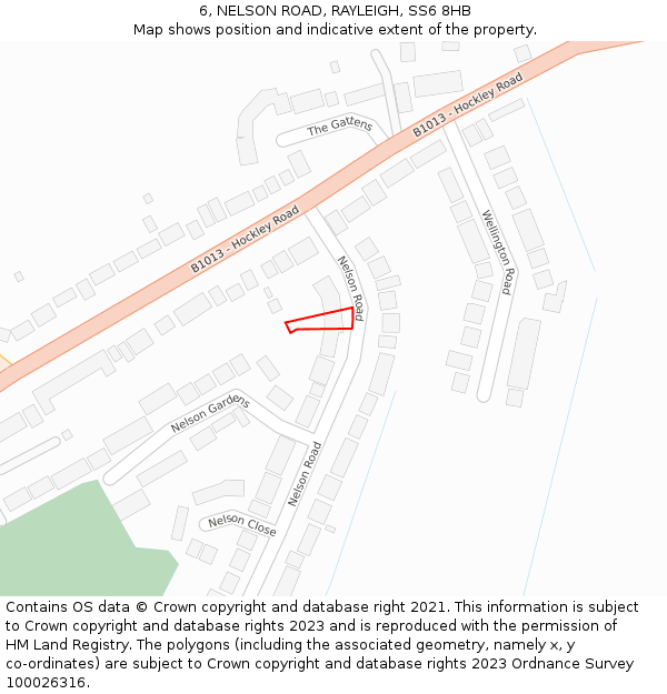 6, NELSON ROAD, RAYLEIGH, SS6 8HB: Location map and indicative extent of plot