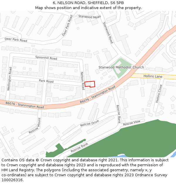 6, NELSON ROAD, SHEFFIELD, S6 5PB: Location map and indicative extent of plot
