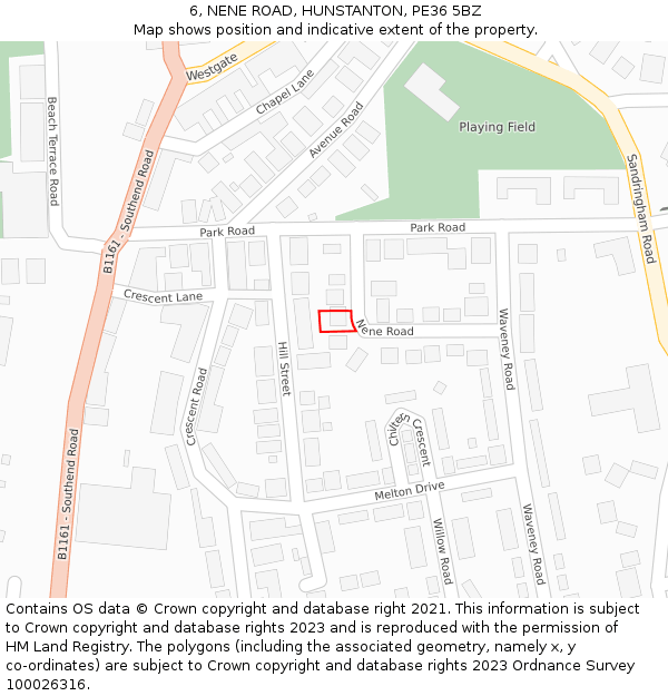 6, NENE ROAD, HUNSTANTON, PE36 5BZ: Location map and indicative extent of plot