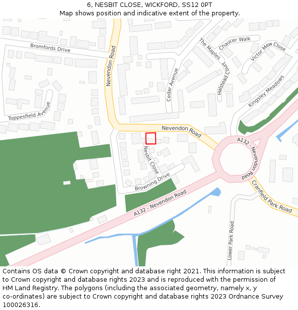 6, NESBIT CLOSE, WICKFORD, SS12 0PT: Location map and indicative extent of plot