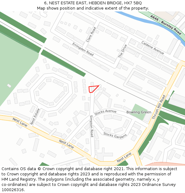 6, NEST ESTATE EAST, HEBDEN BRIDGE, HX7 5BQ: Location map and indicative extent of plot