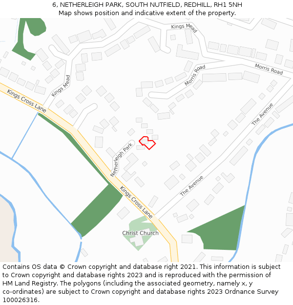 6, NETHERLEIGH PARK, SOUTH NUTFIELD, REDHILL, RH1 5NH: Location map and indicative extent of plot