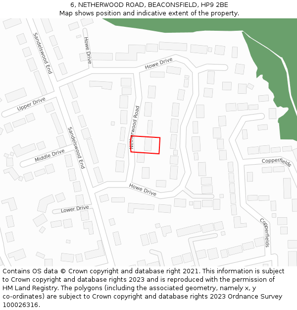 6, NETHERWOOD ROAD, BEACONSFIELD, HP9 2BE: Location map and indicative extent of plot