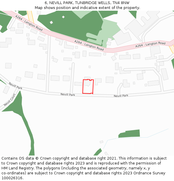 6, NEVILL PARK, TUNBRIDGE WELLS, TN4 8NW: Location map and indicative extent of plot