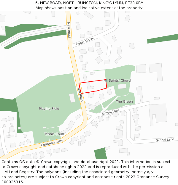 6, NEW ROAD, NORTH RUNCTON, KING'S LYNN, PE33 0RA: Location map and indicative extent of plot