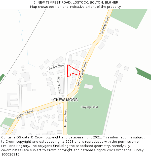 6, NEW TEMPEST ROAD, LOSTOCK, BOLTON, BL6 4ER: Location map and indicative extent of plot