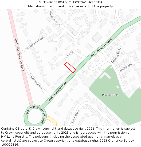 6, NEWPORT ROAD, CHEPSTOW, NP16 5BA: Location map and indicative extent of plot