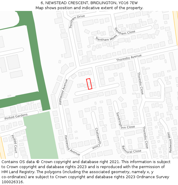 6, NEWSTEAD CRESCENT, BRIDLINGTON, YO16 7EW: Location map and indicative extent of plot