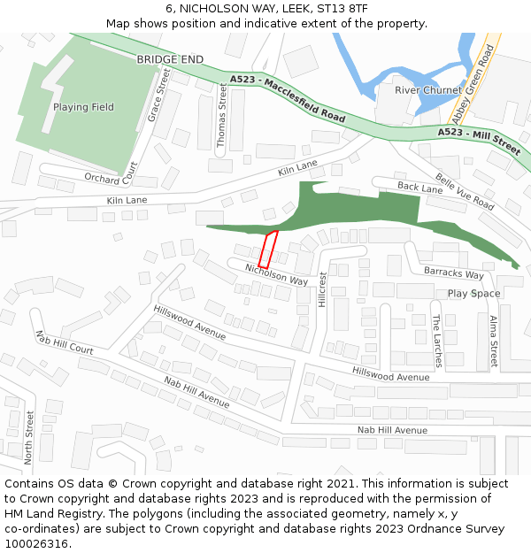 6, NICHOLSON WAY, LEEK, ST13 8TF: Location map and indicative extent of plot