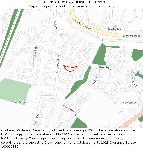 6, NIGHTINGALE ROAD, PETERSFIELD, GU32 3LT: Location map and indicative extent of plot