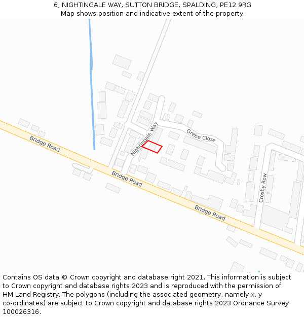 6, NIGHTINGALE WAY, SUTTON BRIDGE, SPALDING, PE12 9RG: Location map and indicative extent of plot