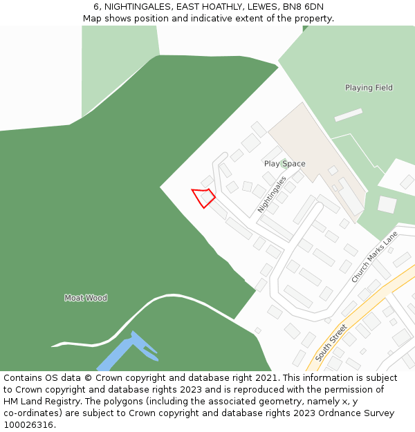 6, NIGHTINGALES, EAST HOATHLY, LEWES, BN8 6DN: Location map and indicative extent of plot