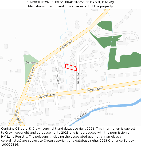 6, NORBURTON, BURTON BRADSTOCK, BRIDPORT, DT6 4QL: Location map and indicative extent of plot