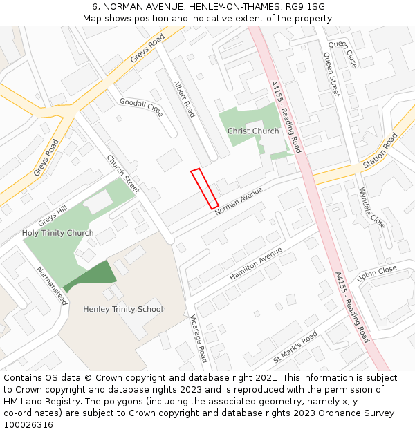 6, NORMAN AVENUE, HENLEY-ON-THAMES, RG9 1SG: Location map and indicative extent of plot