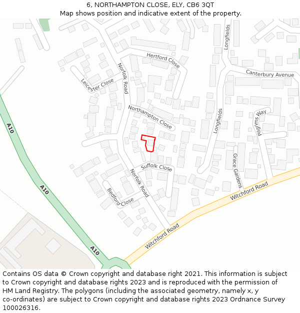 6, NORTHAMPTON CLOSE, ELY, CB6 3QT: Location map and indicative extent of plot