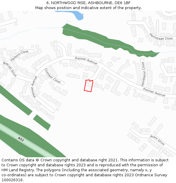 6, NORTHWOOD RISE, ASHBOURNE, DE6 1BF: Location map and indicative extent of plot