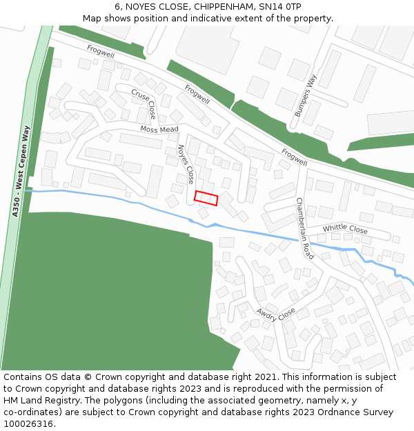 6, NOYES CLOSE, CHIPPENHAM, SN14 0TP: Location map and indicative extent of plot