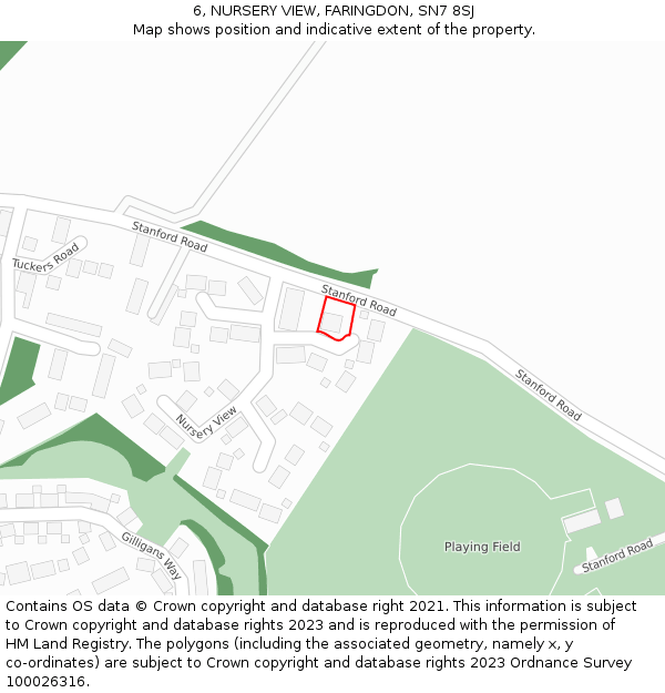 6, NURSERY VIEW, FARINGDON, SN7 8SJ: Location map and indicative extent of plot