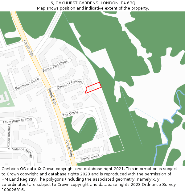 6, OAKHURST GARDENS, LONDON, E4 6BQ: Location map and indicative extent of plot