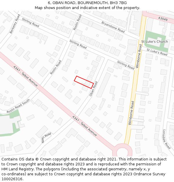 6, OBAN ROAD, BOURNEMOUTH, BH3 7BG: Location map and indicative extent of plot