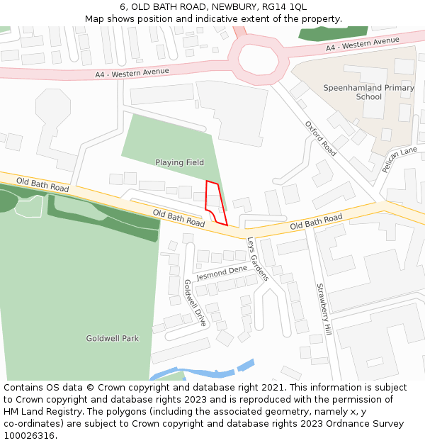 6, OLD BATH ROAD, NEWBURY, RG14 1QL: Location map and indicative extent of plot