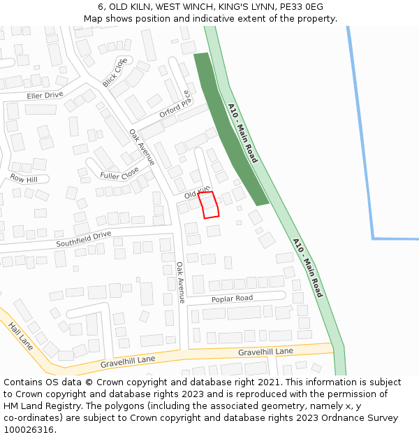 6, OLD KILN, WEST WINCH, KING'S LYNN, PE33 0EG: Location map and indicative extent of plot