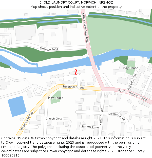 6, OLD LAUNDRY COURT, NORWICH, NR2 4GZ: Location map and indicative extent of plot