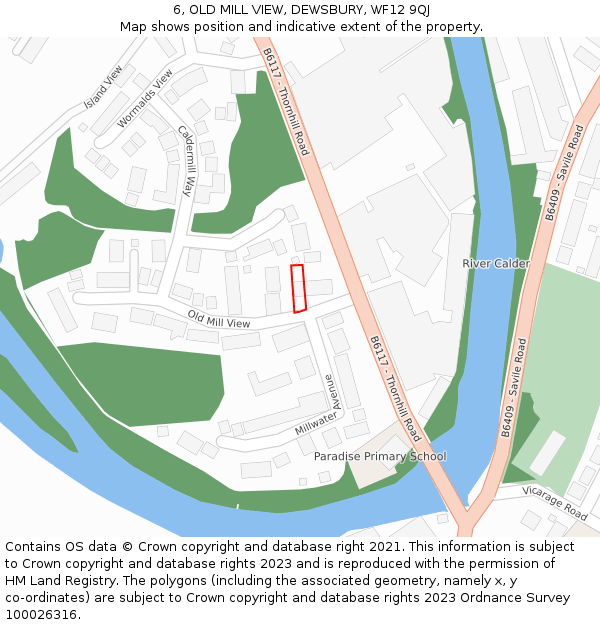 6, OLD MILL VIEW, DEWSBURY, WF12 9QJ: Location map and indicative extent of plot