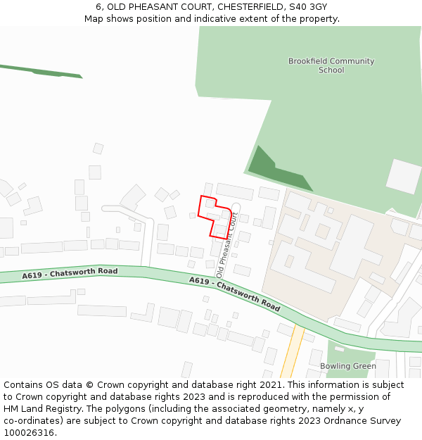 6, OLD PHEASANT COURT, CHESTERFIELD, S40 3GY: Location map and indicative extent of plot