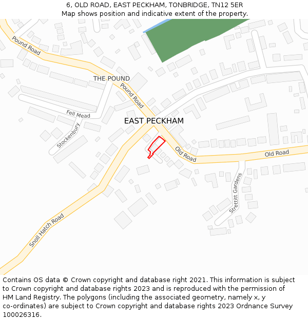 6, OLD ROAD, EAST PECKHAM, TONBRIDGE, TN12 5ER: Location map and indicative extent of plot