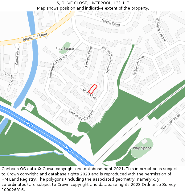6, OLIVE CLOSE, LIVERPOOL, L31 1LB: Location map and indicative extent of plot