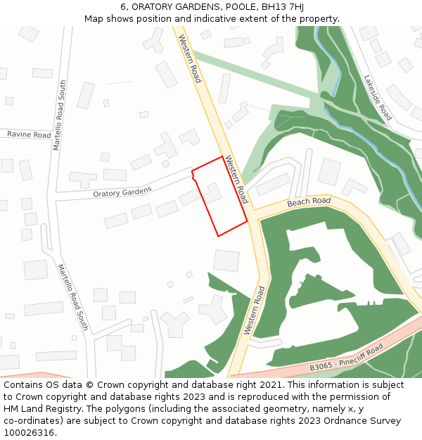 6, ORATORY GARDENS, POOLE, BH13 7HJ: Location map and indicative extent of plot