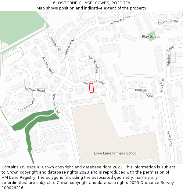 6, OSBORNE CHASE, COWES, PO31 7FA: Location map and indicative extent of plot