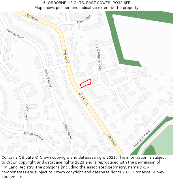 6, OSBORNE HEIGHTS, EAST COWES, PO32 6FE: Location map and indicative extent of plot