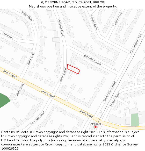 6, OSBORNE ROAD, SOUTHPORT, PR8 2RJ: Location map and indicative extent of plot