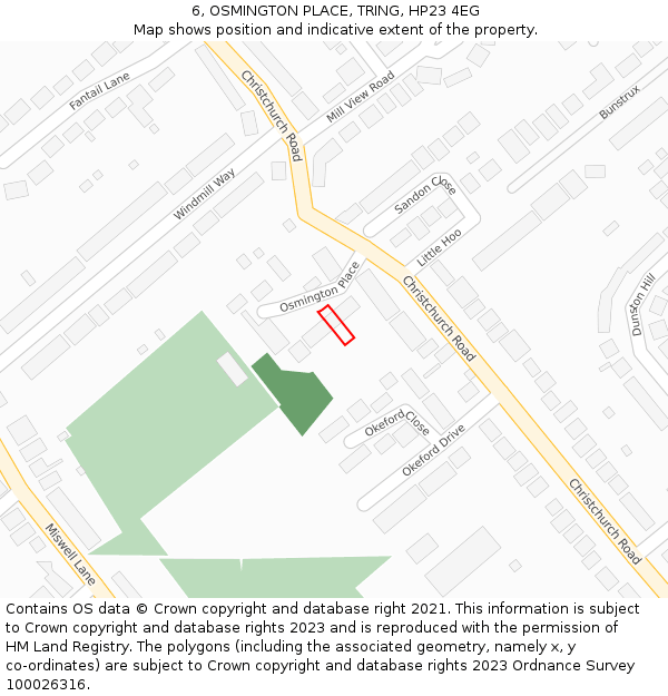 6, OSMINGTON PLACE, TRING, HP23 4EG: Location map and indicative extent of plot