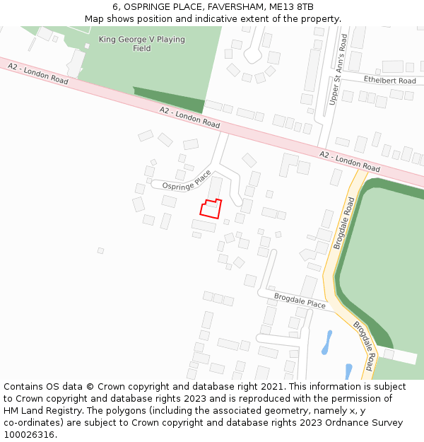 6, OSPRINGE PLACE, FAVERSHAM, ME13 8TB: Location map and indicative extent of plot