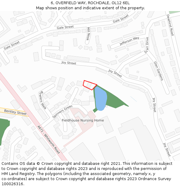 6, OVERFIELD WAY, ROCHDALE, OL12 6EL: Location map and indicative extent of plot