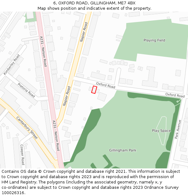6, OXFORD ROAD, GILLINGHAM, ME7 4BX: Location map and indicative extent of plot