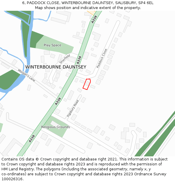 6, PADDOCK CLOSE, WINTERBOURNE DAUNTSEY, SALISBURY, SP4 6EL: Location map and indicative extent of plot