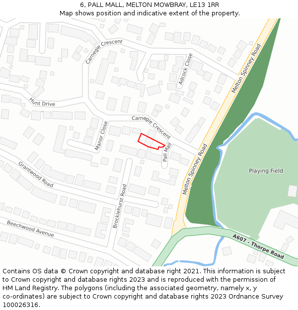 6, PALL MALL, MELTON MOWBRAY, LE13 1RR: Location map and indicative extent of plot